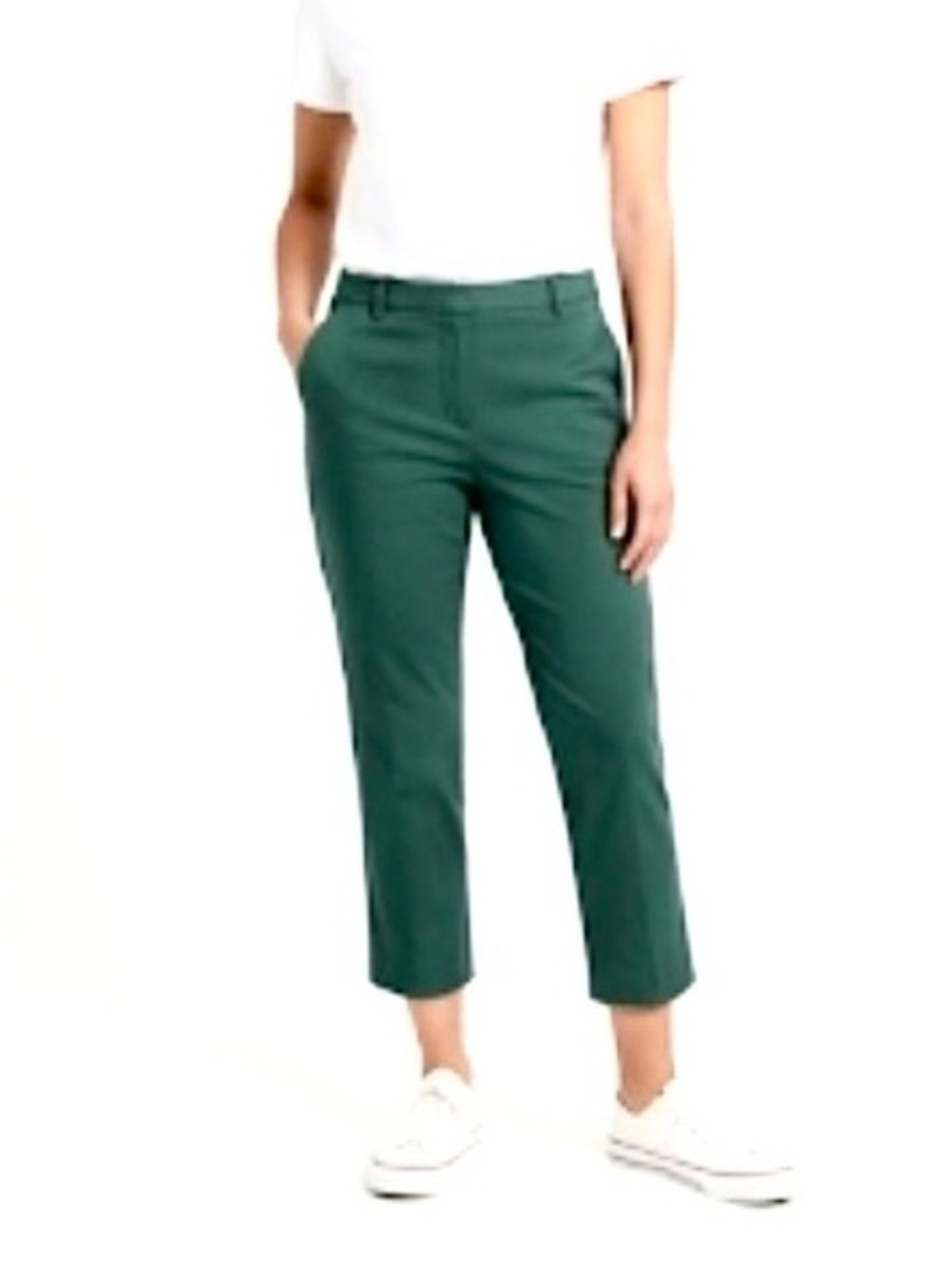 Mango Capri flat front zipper green pants size US 10